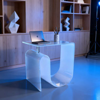 Table basse d'appoint moderne de luxe en acrylique blanc nordique, mobilier unique pour salon, hôtel, chambre et bureau à domicile, directement de l'usine