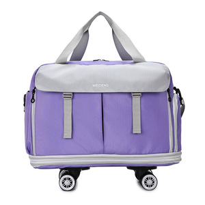 Travel Bag With Wheels Three Layer Expandable Large Capacity Shoe Compartment Spinner Wheels Leisure Travel Unisex Nylon - Product Image 4