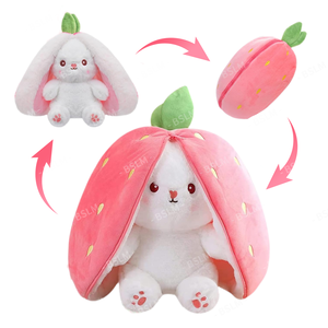 ตุ๊กตากระต่ายนุ่มนิ่มน่ารัก 2 in 1 แบบกลับด้านได้ พร้อมซิปแปลงหูได้ ของขวัญวันอีสเตอร์ ตุ๊กตาของเล่นนุ่มนิ่ม - Product Image 5