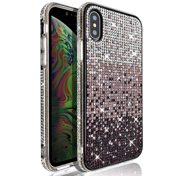Funda de lujo para Iphone Xs Max Xr X 8 7 6 6S Plus, con purpurina, cristales brillantes, diamantes de imitación