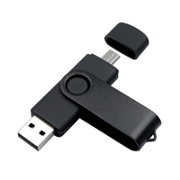 Stik memori portabel, Flash Drive USB mikro Port ganda OTG U Disk logam Pendrive Logo kustom 32GB 64GB 128GB 256GB