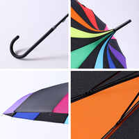 Parapluie pagode arc-en-ciel personnalisé avec logo OEM, 16 baleines, résistant à l'eau, poignée à crochet, parasol soleil/pluie pour femme, accessoire de mode et de photographie