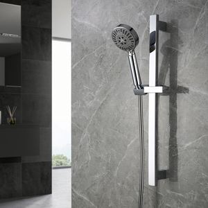 Columna de Ducha Rectangular con Cabezal de Ducha de Lluvia, Montada en la Pared, con Ducha de Mano, Grifos Termostáticos, Acabado Cromado, Sistema de Ducha de Cerámica para Uso en Hoteles - Product Image 1