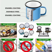 Mug émaillé robuste pour l'extérieur, avec bord en acier inoxydable, résistant aux hautes températures, avec décalcomanie sur émail, personnalisable, léger, pour café de Noël