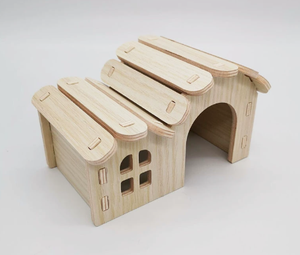 Jaula de madera para hámster, hábitat para animales pequeños, casa para ratones y ratas con rueda de ejercicio, bandeja de madera, recinto interior - Product Image 3
