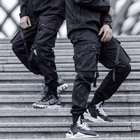 Pantalons cargo décontractés pour hommes, prix d'usine, noir pur, poche latérale, design simple, leggings durables pour hommes