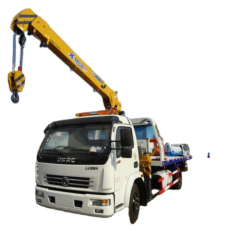 4 ton truk derek dipasang pemulihan untuk dijual, dongfeng 5 ton flatbed jalan derek towing truk untuk dijual, rollback flat bed