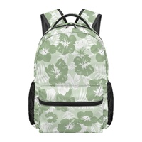 Sac à dos pour ordinateur portable en polyester durable avec logo personnalisé fleurs de Puakenikeni, style décontracté pour étudiants universitaires