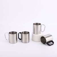 Mug de camping pliable avec poignée et mousqueton, en acier inoxydable, écologique, isolation thermique 0-6 heures, pour eau bouillante, 220 ml et 300 ml