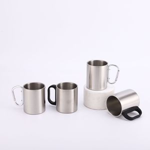 220ml 300ml poignée pliable Camping <span class=keywords><strong>mousqueton</strong></span> café boire tasse pliante en acier inoxydable tasse métal simple paroi bière thé pinte - Product Image 4