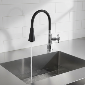 Robinet de cuisine noir en zinc NES-CI37 avec <span class=keywords><strong>bec</strong></span> flexible pivotant, <span class=keywords><strong>mitigeur</strong></span> d'eau chaude et froide extractible pour évier de cuisine domestique - Product Image 5