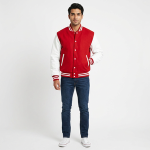 FINER THREADS Veste universitaire personnalisée pour homme, respirante, col montant, fermeture à boutons recouverts, extérieur en coton, doublure en laine/polyester - Product Image 1