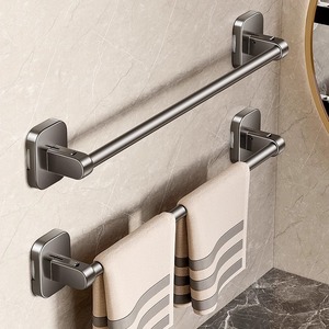 ราวแขวนผ้าเช็ดตัว 2 แท่ง ติดตั้งด้วยระบบสุญญากาศ อลูมิเนียมอัลลอยด์ ดีไซน์มินิมอล สำหรับห้องน้ำ ราวแขวนผ้าเช็ดตัว - Product Image 1