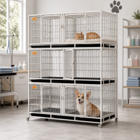 Cage de reproduction et d'hébergement multi-niveaux en fer pour chats, chiens, lapins - Utilisation en animalerie et à domicile