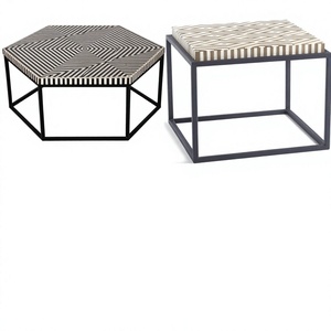Mesa de Centro Moderna de Lujo, Diseño Contemporáneo con Incrustaciones de Hueso, Personalizable, Garantía de 3 Años, Muebles para Sala de Estar, Estructura de Madera BS - Product Image 6