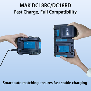 <span class=keywords><strong>Chargeur</strong></span> de batterie <span class=keywords><strong>rapide</strong></span> <span class=keywords><strong>DC18RC</strong></span> 7.2V/18V Max, <span class=keywords><strong>chargeur</strong></span> de remplacement compatible avec les perceuses sans fil, les clés à chocs et les outils électriques MAK - Product Image 3