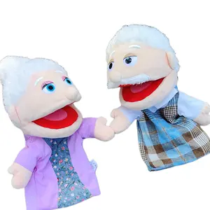 Hot Selling Family Grandpa Grandma Characters Plush Finger Soft Hand Puppets Muppets
