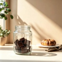 Pot en verre décoratif à motif latéral de 650 ml, récipient haute transparence pour l'emballage de produits fermentés destiné au marché de détail