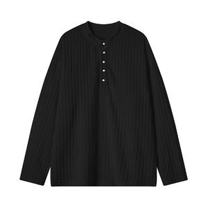 NOUVEAU T-shirt rétro à manches longues pour hommes <span class=keywords><strong>Old</strong></span> Money Style Bottoming <span class=keywords><strong>Henry</strong></span> Collar Casual Blank Made Polyester/Cotton - Product Image 5