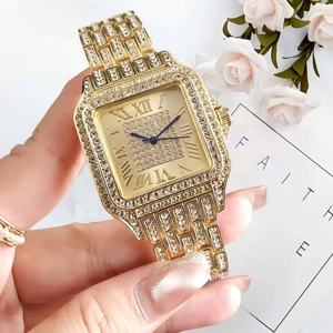 Reloj cuadrado para mujer con diamantes de imitación, correa de acero inoxidable en tono dorado, diseño moderno y lujoso, nueva colección de relojes para mujer. - Product Image 2