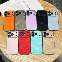 Coque de protection intégrale antichute en cuir motif montagne enneigée pour iPhone 17 avec film de protection d'objectif – Plusieurs couleurs disponibles