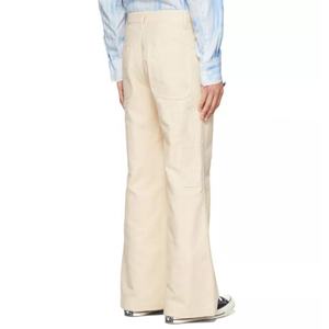 กางเกงขายาวทรงหลวมเอวสูงสีขาวปักโลโก้ตามสั่งสำหรับผู้ชายทรงขาบาน - Product Image 3