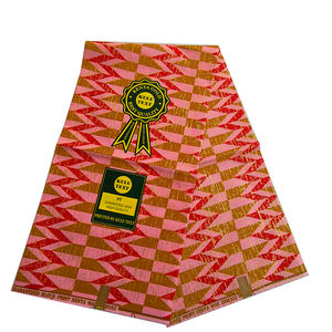 Tessuto in <span class=keywords><strong>Cotone</strong></span> <span class=keywords><strong>Organza</strong></span> Stampato Kente <span class=keywords><strong>di</strong></span> Alta Qualità, 6 Iarde, Peso Medio, per Abbigliamento, Tessuto Cerato Dorato - Product Image 6