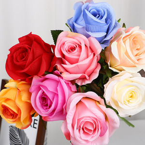 <b>Artificial</b> Roses Single <b>Stem</b> Curved High Simulation Wedding Home Decor Pan Weaving Cloth Flowers - Product Image 2