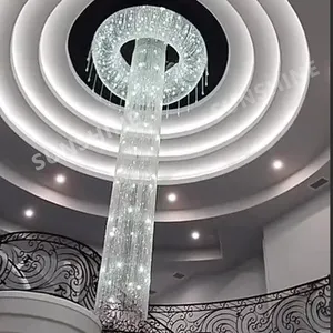 家庭酒店入口客厅大照明悬挂现代吊灯豪华发光二极管水晶大吊灯高天花板