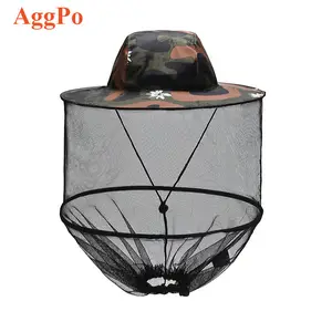 Mosquito Head Mesh Mosquito Hat Face Cover with Zipper Foldable Fly Protection Netting Hat for Outdoor Fishing Hiking Gardening