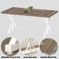 Table de salle à manger en bois brûlé pour usage commercial, avec pieds en bois renforcés, pour restaurant, café, bar