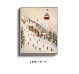 Quadro su Tela con Telegrafia Montana <span class=keywords><strong>Vintage</strong></span> e Montagna Innevata, Decorazione Moderna per Parete - Product Image 1
