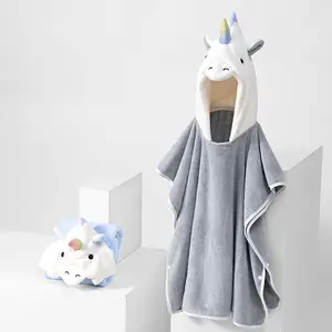 Children Kids Boys Girls Hooded Towelling Cape Bathrobe Cartoon Breathable Soft Baby Poncho Beach Towel