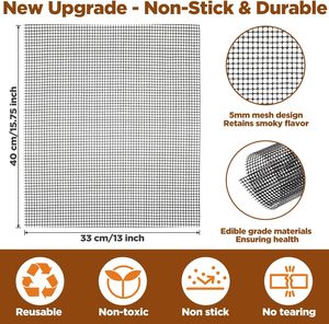 Non-Stick BBQ Grill Mesh Mats Reusable Grilling Mat for Gas Charcoal Pellet Oven & Air <b>Fryer</b> - Product Image 2