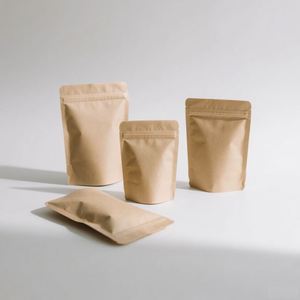 Papel Kraft Natural de grado alimenticio Papel de aluminio Forrado 3 Sello lateral Mylar Bolsas planas con cremallera - Product Image 5