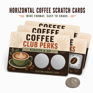 Cartes postales à gratter CMYK Premium pour programme de fidélité café, coupons de récompense larges pour les avantages de l'adhésion au café et les campagnes de rétours clients - Product Image 5