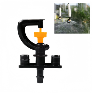 Tête d'arrosage micro-rotative de type G avec support à trois branches, système d'irrigation rotatif orange à économie d'eau BT307 pour jardinage domestique - Product Image 1