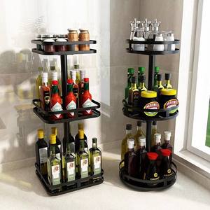 Vente en gros de support de stockage de cuisine à 360 degrés support de boîte non perforé de comptoir multicouche pour assaisonnement de vinaigre de sauce soja à l'huile - Product Image 3