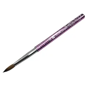 Профессиональные круглые колинские кисти для ногтей с фиолетовой скульптурной металлической ручкой, Настраиваемые для маникюра, акриловая пудра