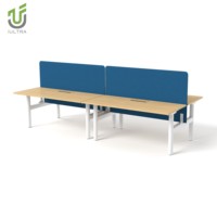 Bureau debout électrique à double moteur esthétique moderne IULTRA avec finitions design (noyer marbré) intérieurs élégants