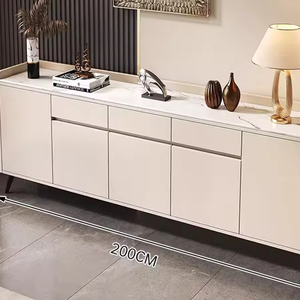 Práctico aparador moderno y simple hecho de madera maciza y piedra sinterizada fácil de instalar satisfacer diversas necesidades de almacenamiento - Product Image 4