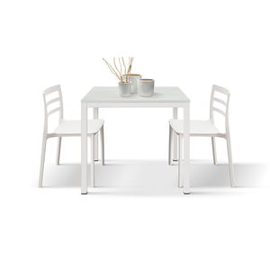 Massimo Fixed <b>Table</b> Statuary White Melamine <b>Top</b> Metal Base Indoor <b>Dining</b> <b>Table</b> - Product Image 2