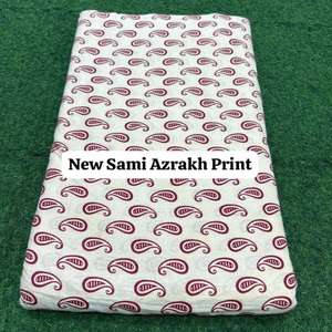 Pure Indian Cotton Sami Azrakh Print Fabric Traditional Handblock Design Soft Breathable Textile for Dresses Craft Use - Product Image 3