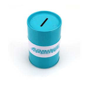 Недорогая Копилка круглой формы с масляным барабаном, металлическая жестяная коробка для экономии денег - Product Image 5