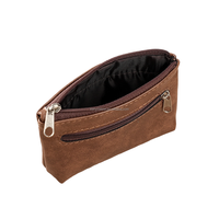 Porte-monnaie en cuir véritable, durable, résistant à l'usure, texture rétro, compact, multifonction, pochette à fermeture éclair, portefeuille décontracté portable pour cartes
