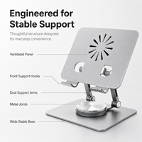 Nouveau support pour ordinateur portable en métal argenté multi-angles, ventilé, pliable, norme CE RoHS, 49,5x25x39cm, pour les entreprises et les appareils tablettes