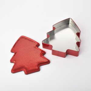 Factory Direct <b>Christmas</b> <b>Tree</b> Storage Organizer Tin Metal Shiny Sequin <b>Box</b> with Offset Printing New Year's Sale - Product Image 1