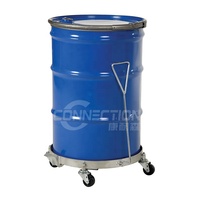 Chariot à tambours robuste à quatre roues en acier inoxydable avec roulettes pivotantes, capacité 500 kg, conteneur roulant, personnalisable OEM, outils pour fûts