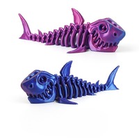 Figura de Tiburón Blanco Impresa en 3D con Divertido Diseño de Esqueleto Móvil, Ideal para Decoración de Escritorio