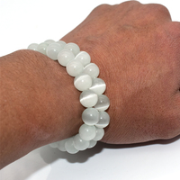 Assurance commerciale Bracelet en œil de chat blanc naturel de haute qualité 6/8/10 mm
